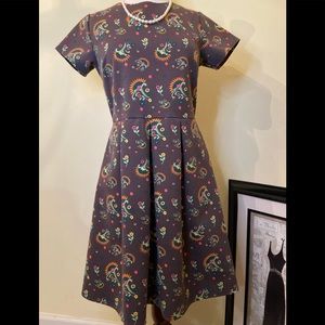 Matilda Jane Dress Size M Brown Floral Maja Pleated Ponte
